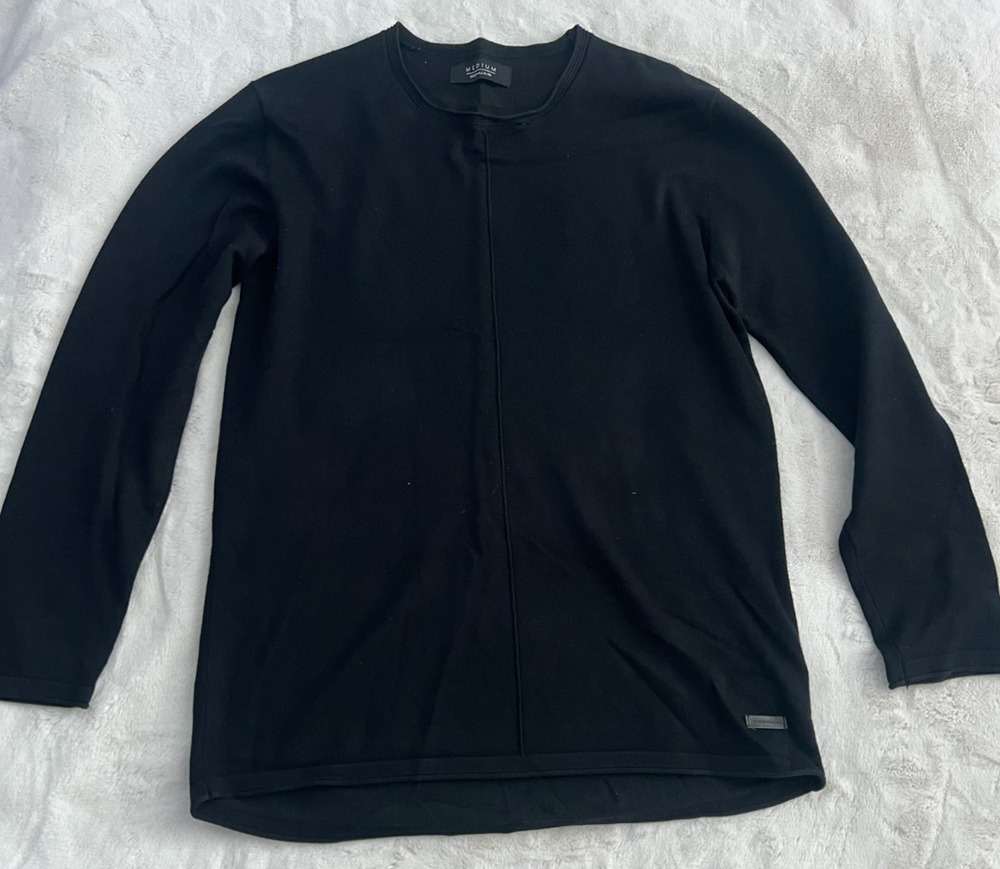 Renuar Womens Medium Black Open Front Cardigan Sweater Long Sleeve Knit Top